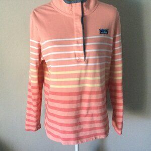 LL Bean Striped Rugby Polo Pullover Top Shirt Large